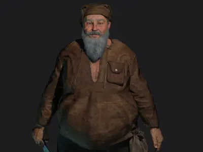 AAA 3D REALISTIC CHARACTER - FANTASY MEDIEVAL OLD MAN BUTCHER Low-poly 3D model