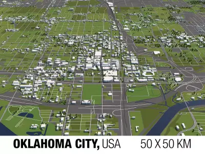 Oklahoma City 50x50km City Map Model 3D model