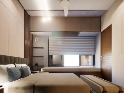 Modern Bedroom Interior Low-poly 3D model