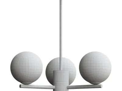  3Light Sputnik Chandelier with Opal Glass Globes 3D model