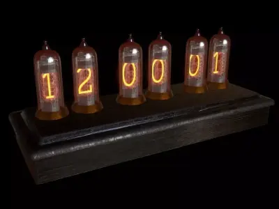 Nixie Tubes Clock Prop Low-poly 3D model