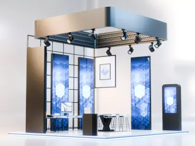 Modern Exhibition Booth 3D Model  High-Quality Trade Show Stand 3D model