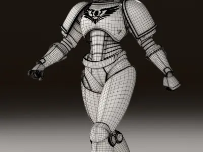 Scifi Armoured Marine Character Rigged  3D model