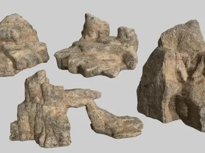 Rock Set Low-poly 3D model