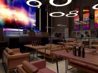 Restaurant Cafe Bar Pub Scene Render Ready 3D model