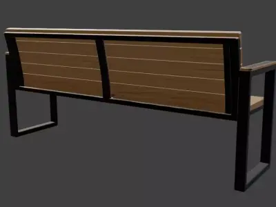 Wooden Park Bench 3D Model 3D model