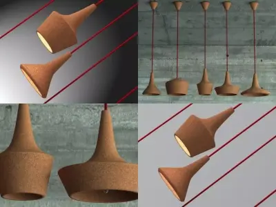 Coupoles pendant lamp made of cork 3D model