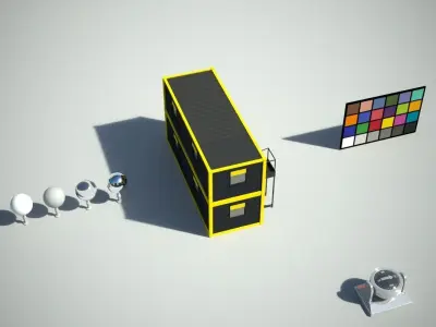 Two Floor Site Office with Stairs Low-poly 3D model
