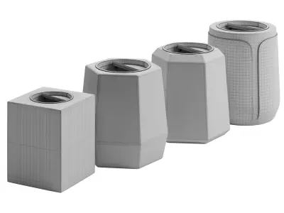 Street concrete trash bins Set one Low-poly 3D model