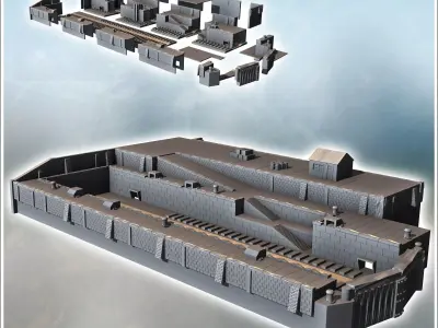 Large port dry dock for ships with brick and stone walls multipl 3D print model