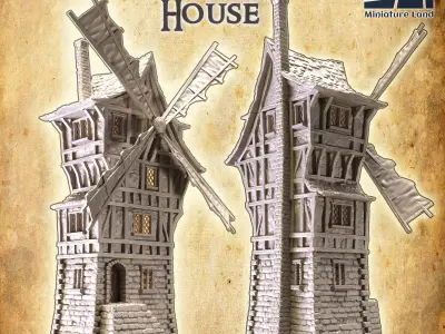Windmill House Tabletop Terrain 28 MM 3D print model