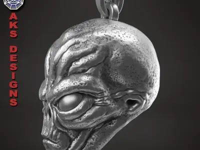  skull Pendant jewelry Alien v1 3D print model