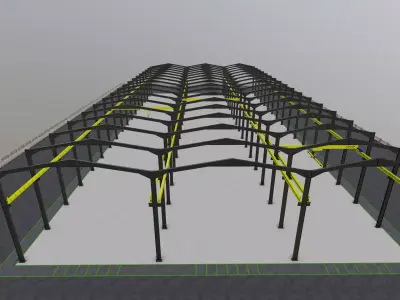 Steel Structure Warehouse-54mtx119mt Low-poly 3D model