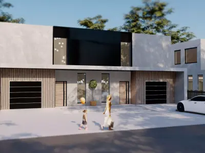 Modern Duplex House 3D Model Residential Architecture Exterior  3D model