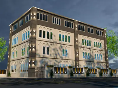 Commercial Building Exterior Realistic 3D SketchUp Model 3D model
