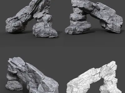 Low Poly Gray Rock Formation 221219 - Ultra HD 16K Texture Low-poly 3D model
