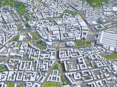 Leipzig Downtown Germany Low-poly 3D model