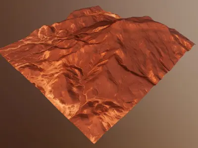 Mars Mountain Red Planet Terrain Landscape Desert PBR 07 Low-poly 3D model