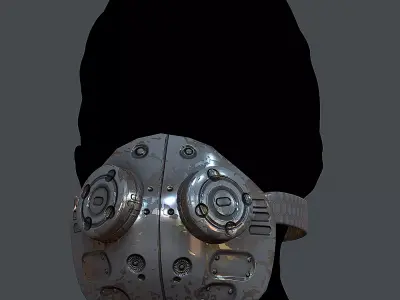 Gas mask helmet 3d model scifi Low-poly  Low-poly 3D model