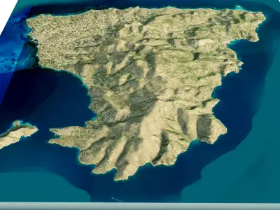 Aegina Island 3D model terrain 3D model