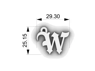 Gothic Letter W Pendant 3D print model