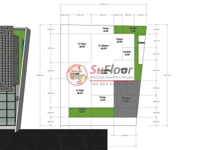 House 8x9m code 554 - Sketchup 3D model 3D model 3D model