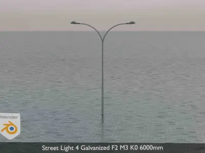 Street Light 4 Galvanized F2 M3 K0 6000mm Low-poly 3D model
