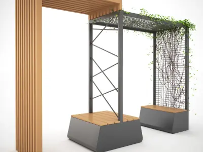 Bench with shelter all series 3D Model Pack