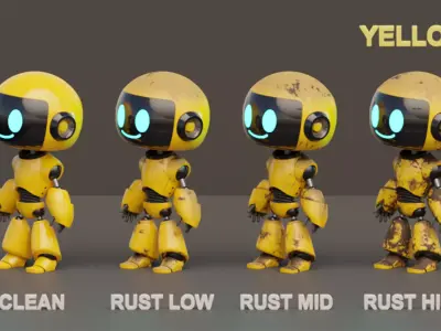 Rigged Cute Robot Character Low-poly 3D model
