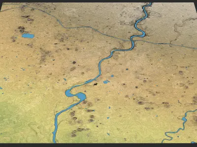 Ahmedabad - Topography Terrain Low-poly 3D model