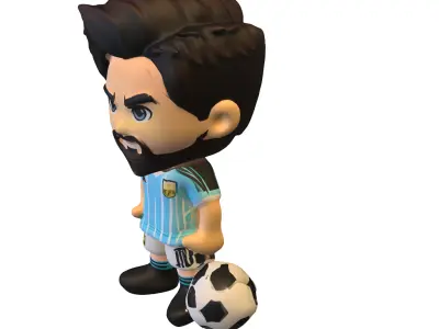 Stylized Bearded Soccer Player Low-poly 3D model