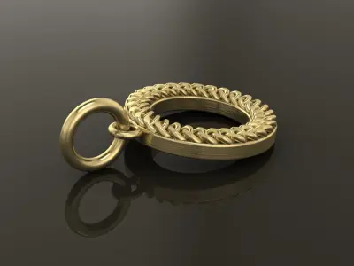 Cuban Link Round Hollow Halo Frame Pendant 15MM Diameter 3D print model