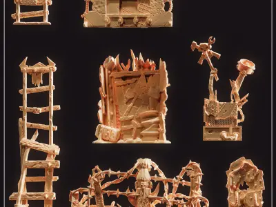 Orks Barricades Kill team upgrade pack Kommandos terrain 3D print model