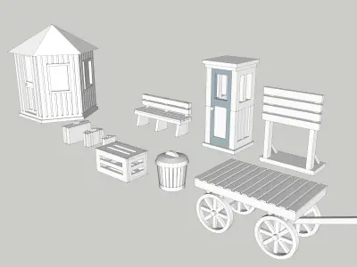 Station Park Accessories Set by Outland Models Low-poly 3D model