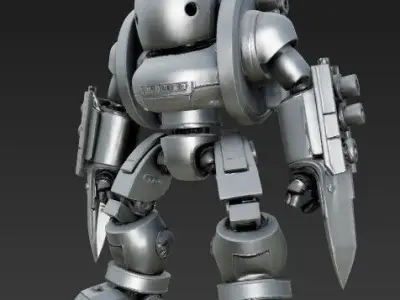 Powerful and Armored Heavy Mech Robot Figure 3D Model  3D print model
