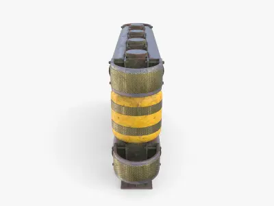 Tileable rolling barrier v2 weathered 3D model