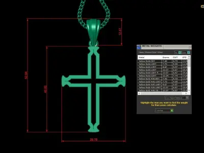 High Cross Pendant Light Gold 18K 4CP020 3D print model