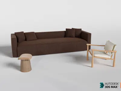 Breuer Sofa-Hyde Chair-Weston Accent Stool 3D model
