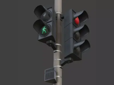 Traffic light EU Low-poly 3D model
