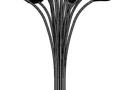 Futuristic tall lamp with bench 3D model