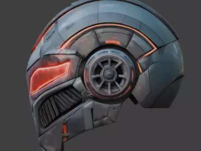 Cybernetic Tactical Helmet 3D Model Low-poly 3D model