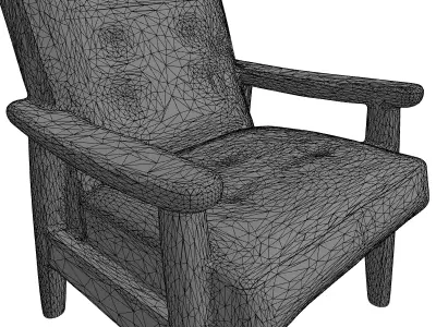 MidCentury Modern Leather Armchair Low-poly 3D model