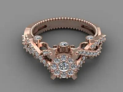 Rose Gold Women Diamond Ring 3D print model 3D print model 43