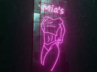 Woman Neon Sign Low-poly 3D model