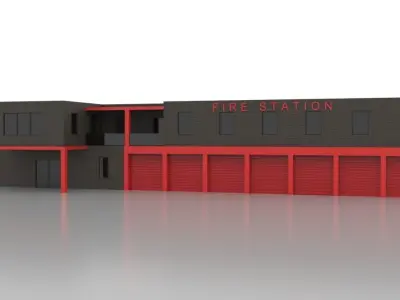 City Fire Station 5 Low-poly 3D model