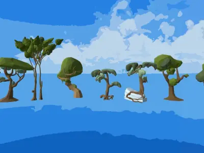 Stylized Woodland art game Unity asset pack Low-poly 3D model