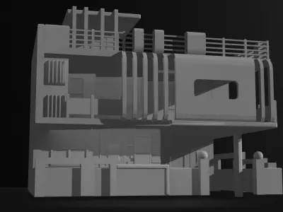 3D low poly Modern House Low-poly 3D model