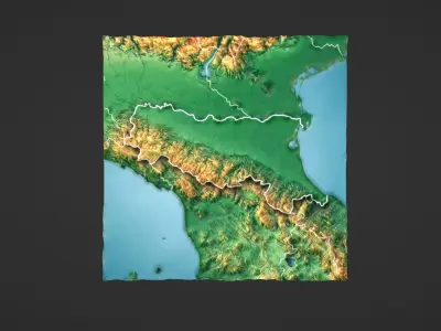 Italy Map Topography Low-poly 3D model