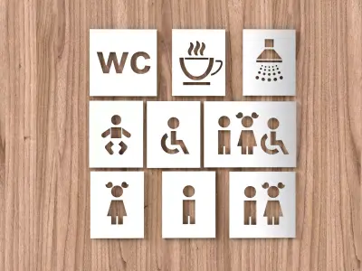 Toilet door sign 3D print model or laser cutting 3D print model