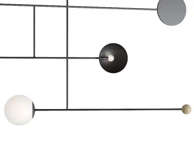 Light pendant with four circles hanging from it 3D model